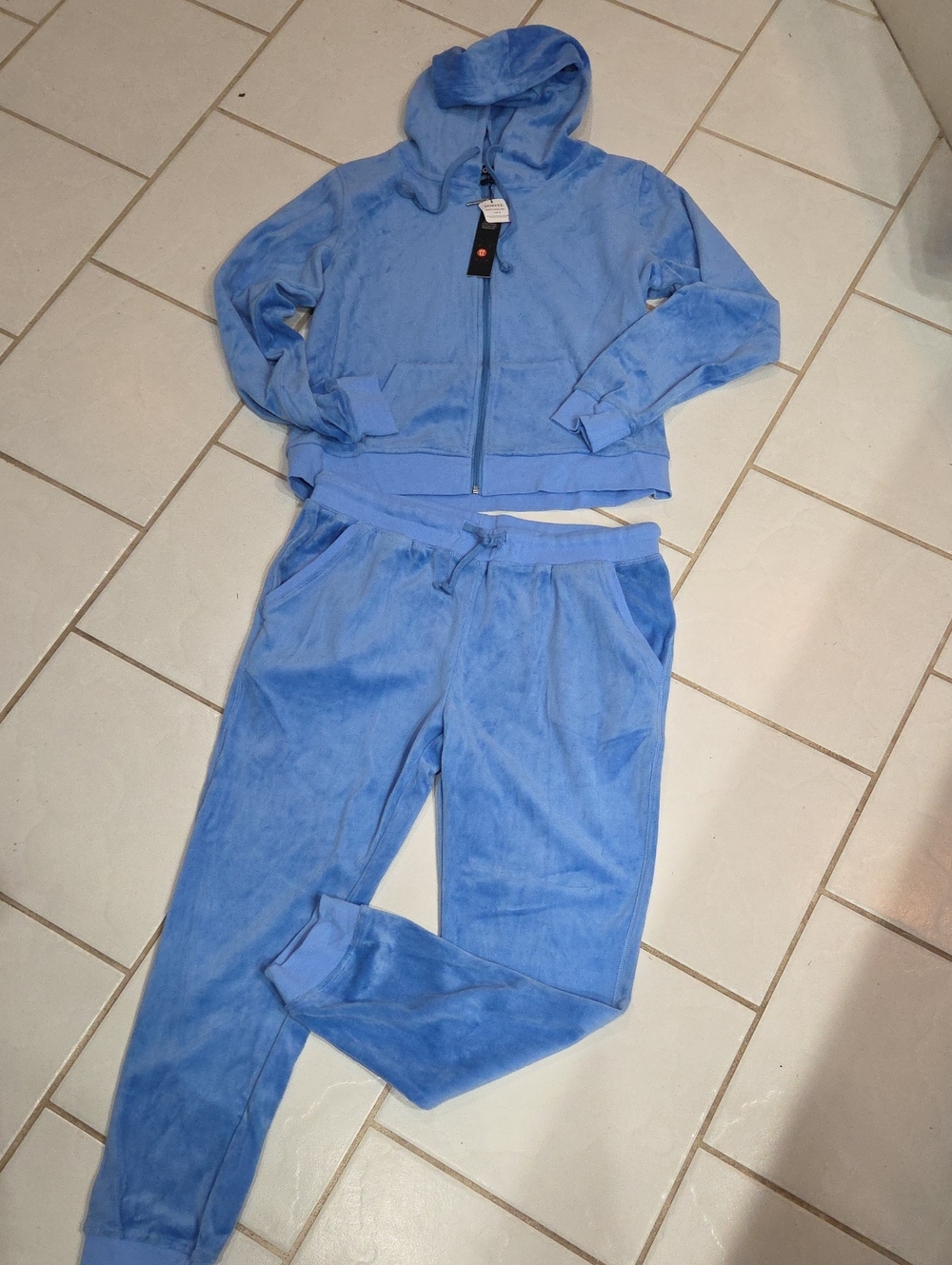Light Blue Velour Hoodie and Jogger Set (D34)